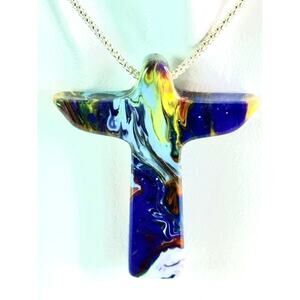Sobral Christ the Redeemer Pendant Necklace Colorful Resin + Silver Chain